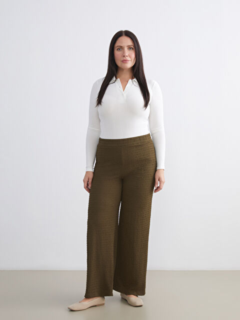 LCWAIKIKI Basic Elasticated Waist Textured Women's Trousers - W5KB78Z8-HDU