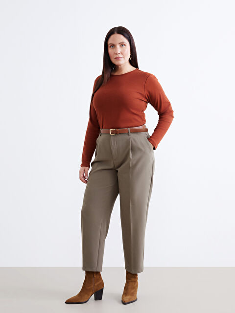 LCW Vision Beli Kemerli Loose Fit Kadın Pileli Pantolon