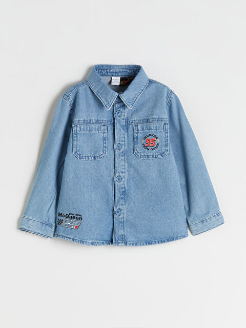 LCW Kids Cars Lisanslı Göğüs Cepli Erkek Çocuk Jean Gömlek - W5KD41Z1-H45