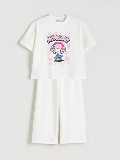 LCW Kids Bisiklet Yaka My Melody Baskılı Kız Çocuk Tişört ve Eşofman Altı - W5KG41Z4-R9J