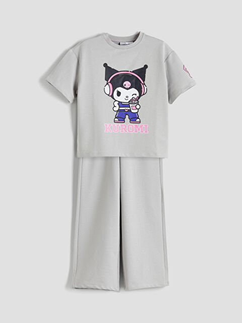 LCW Kids Kuromi Baskılı Kız Çocuk Tişört ve Pantolon 2'li - W5KG69Z4-ZHC