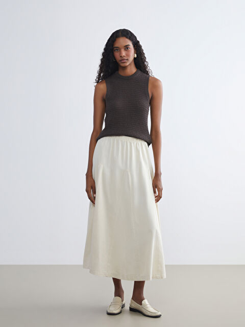 LCW Vision Beli Lastikli Kloş Jean Etek - W5KI01Z8-FDJ