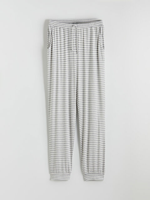 LCW DREAM Beli Lastikli Çizgili Kadın Jogger Pijama Altı - W5KL71Z8-998