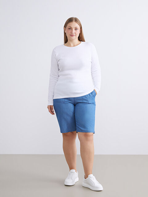 LCW Grace Beli Lastikli Bermuda Fit Kadın Jean Şort
