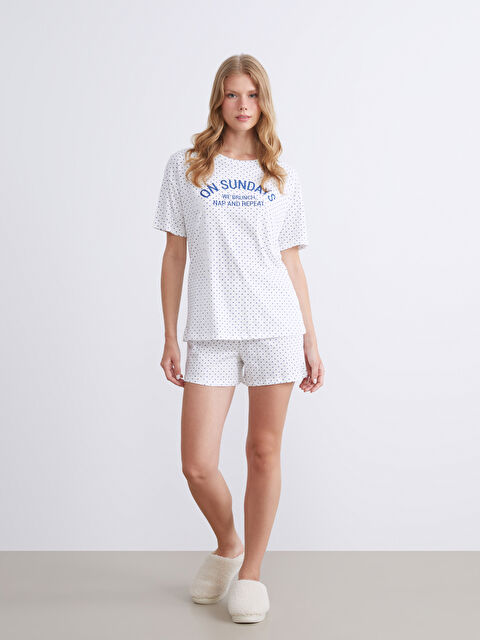 LCW DREAM Kalp Baskılı Kadın Şortlu Pijama Takımı - W5KR27Z8-LRA