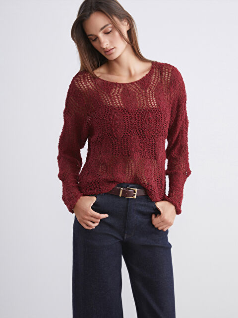 Soulife Bisiklet Yaka Ajurlu Kadın Triko Kazak - W5KS11Z8-CZF