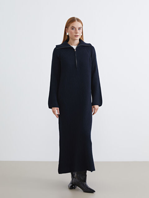 LCW Modest Polo Yaka Triko Elbise - W5KT20Z8-CX1