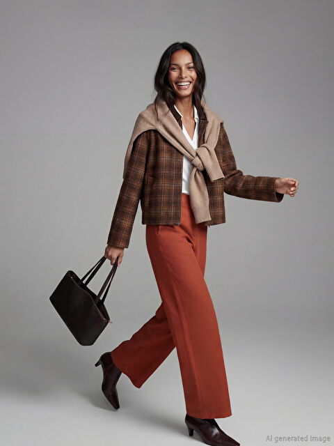 LCW Vision Elastic Waist Wide Leg Women's Trousers - W5KU38Z8-8KT