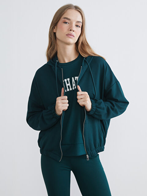 XSIDE Kapüşonlu Oversize Kadın Fermuarlı Sweatshirt - W5KV31Z8-ZMA