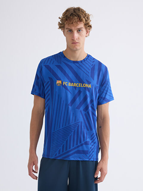 LCW ECO Bisiklet Yaka Kısa Kollu Barcelona Baskılı Erkek Tişört - W5KY20Z8-LQQ