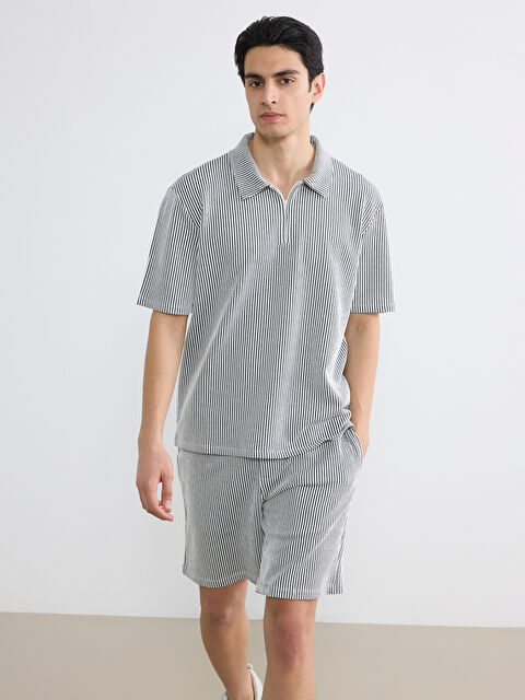 LCW Vision Polo Yaka Çizgili Penye Erkek Tişört - W5L310Z8-LEG