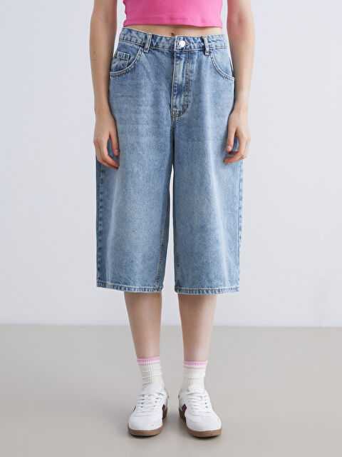 XSIDE Bermuda Fit Women's Jean Shorts - W5L333Z8-S1D - LC Waikiki