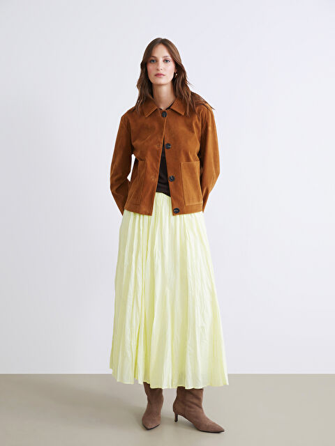 LCW Modest Beli Fermuarlı Kloş Etek - W5L366Z8-ZMJ