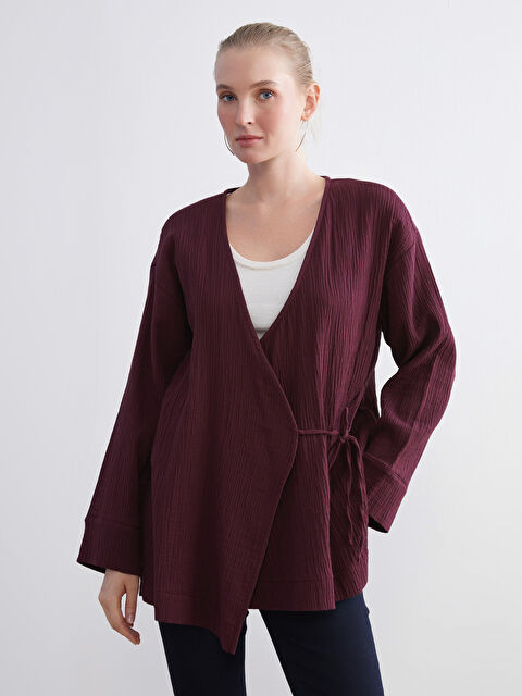 LCWAIKIKI Classic Kruvaze Yaka Dokulu Kadın Kimono - W5L392Z8-CWK