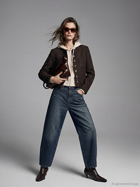 LCW Vision Bisiklet Yaka Kadın Tüvit Ceket - W5L404Z8-DJ7