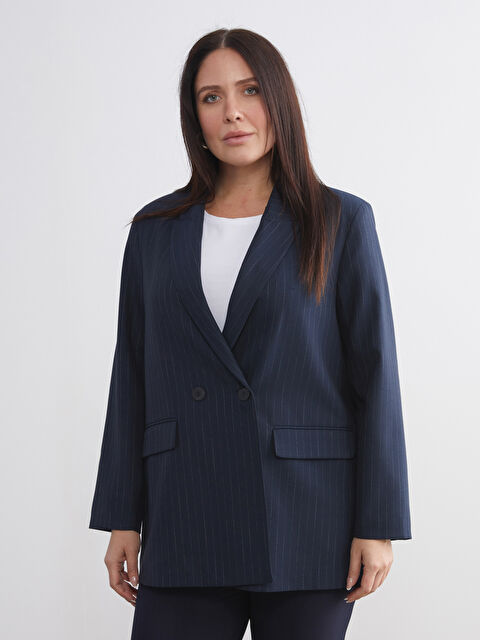 LCWAIKIKI Classic Çizgili Kadın Blazer Ceket - W5L491Z8-LGS