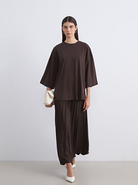 LCW Modest Beli Lastikli Şifon Pileli Etek - W5L688Z8-ZHA