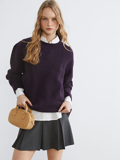 XSIDE Crew Neck Oversize Women's Knitwear Sweater - W5L691Z8-EX7