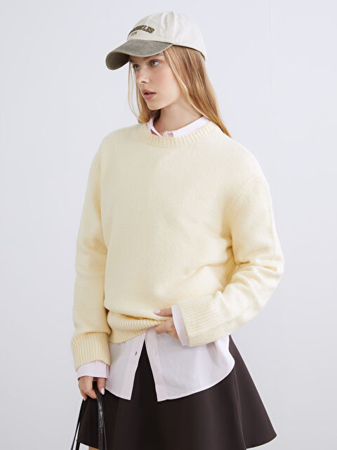 XSIDE Bisiklet Yaka Oversize Kadın Triko Kazak - W5L692Z8-94T