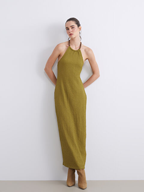 LCW Vision Halter Neck Textured Dress - W5L715Z8-QYR