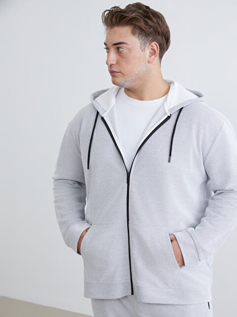 XSIDE Büyük Beden Basic Kapüşonlu Erkek Fermuarlı Sweatshirt - W5L887Z8-J2B