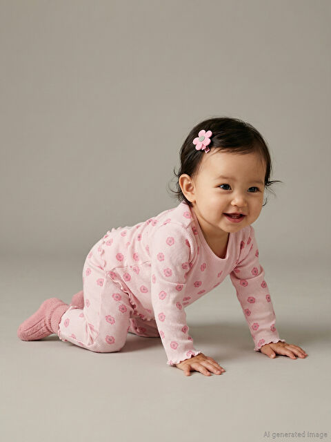 LCW baby Bisiklet Yaka Baskılı Kız Bebek Bluz ve Tayt 2'li - W5LA58Z1-LSZ