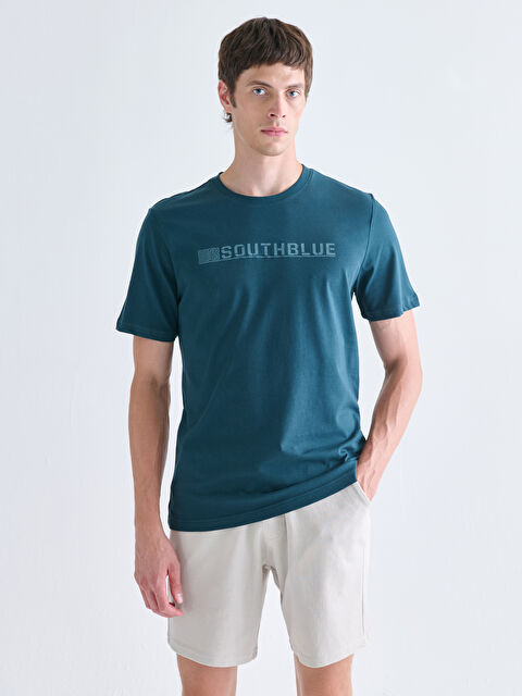 SOUTHBLUE Bisiklet Yaka Baskılı Penye Erkek Tişört - W5LC61Z8-QT0