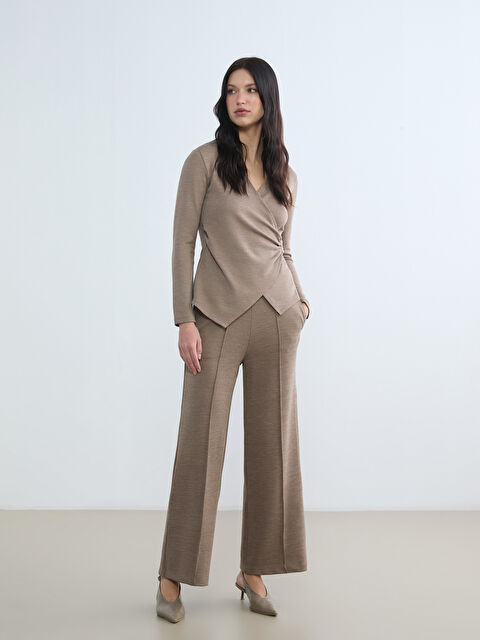 LCWAIKIKI Basic Beli Lastikli Geniş Paça Kadın Pantolon - W5LE14Z8-D2Y