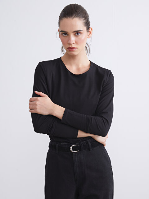 LCW Vision Büyük Beden Bisiklet Yaka Kadın Body - W5LE39Z8-CVL