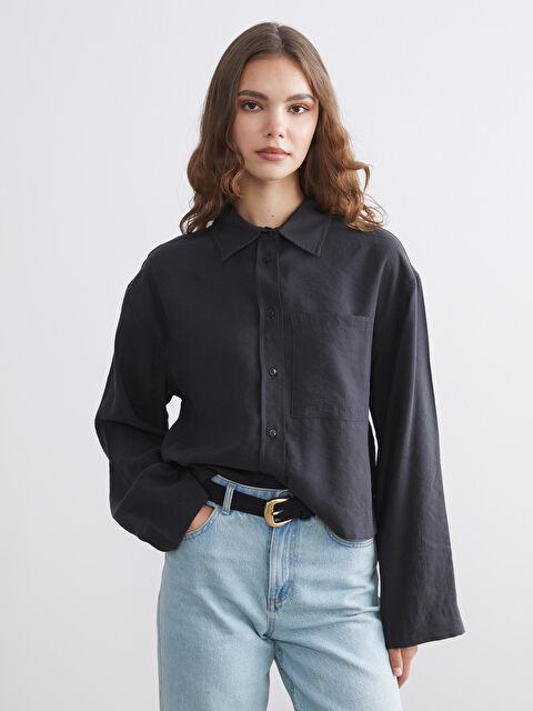 LCW Modest Oversize Modal Karışımlı Kadın Gömlek - W5LF23Z8-12M