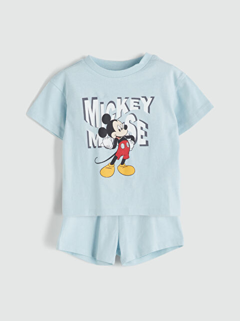 LCW baby Mickey Mouse Printed Baby Boys' T-Shirt and Shorts 2 Pack