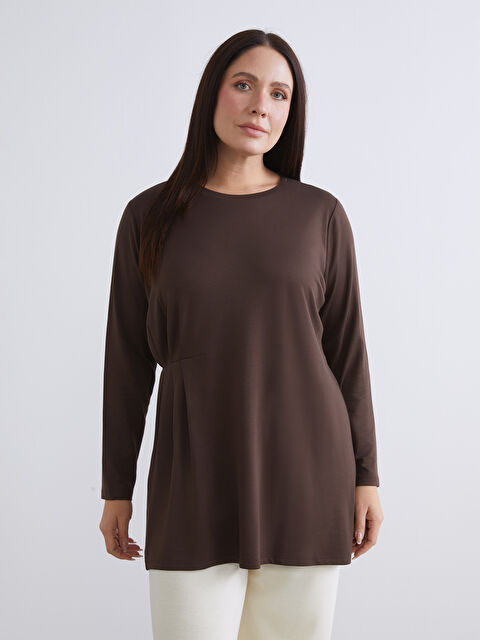 LCWAIKIKI Basic Bisiklet Yaka Büzgülü Kadın Tunik - W5LH56Z8-R39