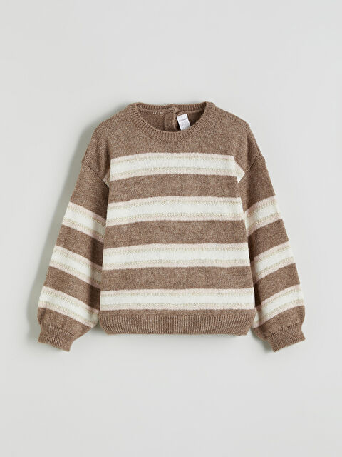 LCW Kids Çizgili Kız Çocuk Triko Kazak - W5LK38Z1-LEW