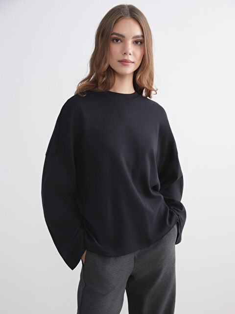 LCW Modest Bisiklet Yaka Kadın Sweatshirt Tunik - W5LK94Z8-CVL