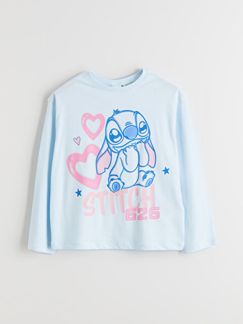 LCW Kids Bisiklet Yaka Stitch Baskılı Kız Çocuk Pijama Üst - W5LL15Z4-QWQ