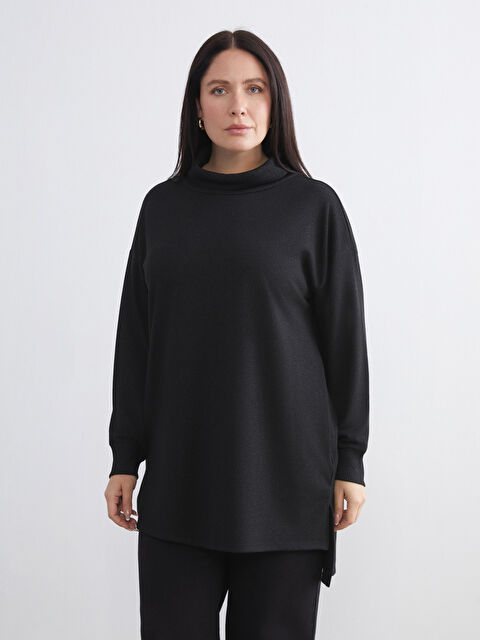 LCWAIKIKI Basic Dik Yaka Oversize Kadın Sweatshirt Tunik - W5LL52Z8-CVL
