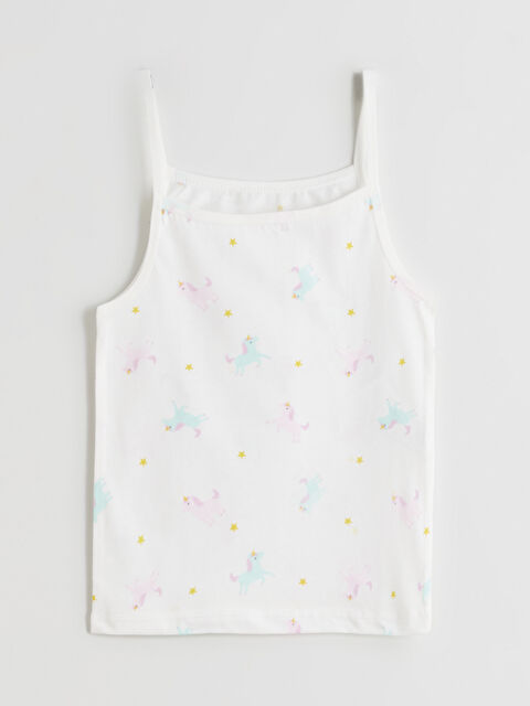 LCW Kids Kare Yaka Kız Çocuk Atlet - W5LM21Z1-LRA