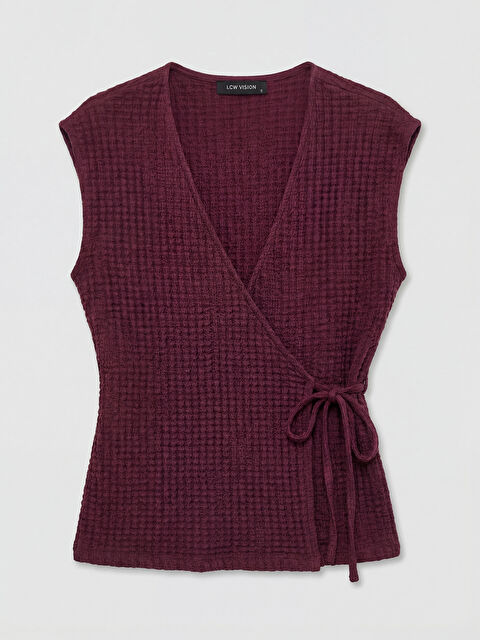 LCW Vision تيشيرت تريكو نسائي بياقة على شكل V برباط أمامي