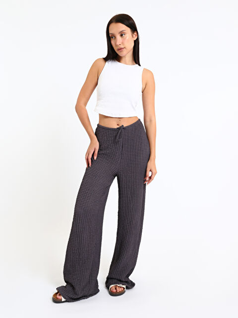 LCW Vision Elasticated Waist Textured Wide Leg Women's Trousers - W5LQ10Z8-HGV