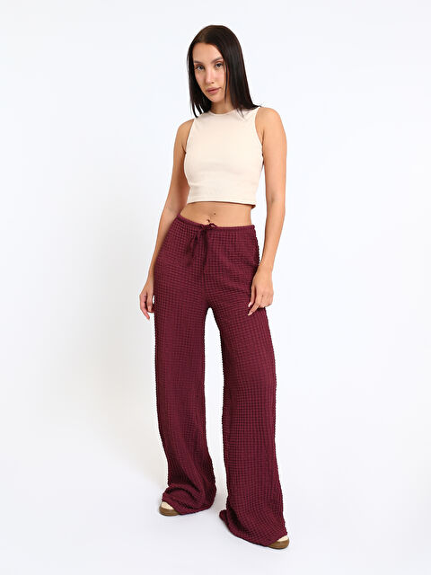 LCW Vision Elasticated Waist Textured Wide Leg Women's Trousers - W5LQ10Z8-R60