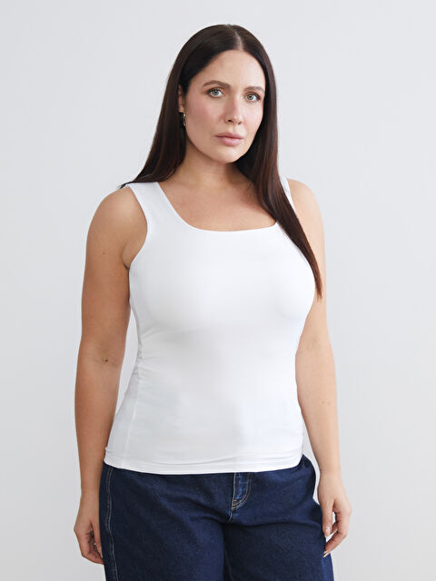 Soulife Büyük Beden Kare Yaka Kadın Atlet