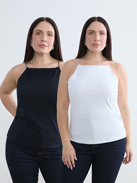 Soulife Büyük Beden Halter Yaka Kadın Atlet 2'li - W5LQ82Z8-QVD