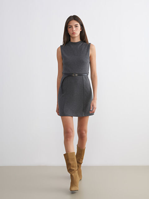 LCW Vision Bisiklet Yaka Beli Kemerli A Kesim Elbise - W5LT75Z8-L8N