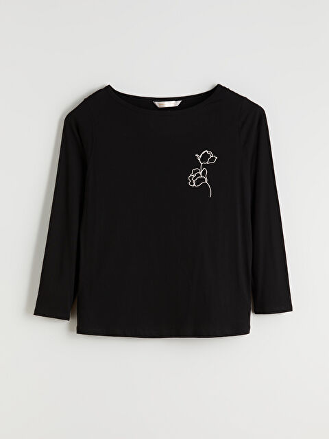 LCW DREAM Bisiklet Yaka Baskılı Kadın Pijama Üstü - W5LY33Z8-CVL