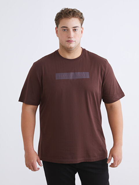 LCWAIKIKI Classic Büyük Beden Bisiklet Yaka Baskılı Erkek Tişört - W5LY65Z8-ZKL