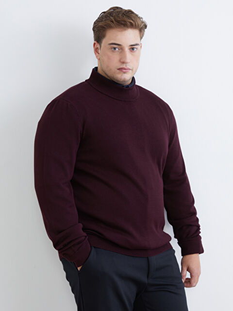 LCWAIKIKI Classic Büyük Beden Yarım Balıkçı Yaka Erkek Triko Kazak - W5LY79Z8-J0S