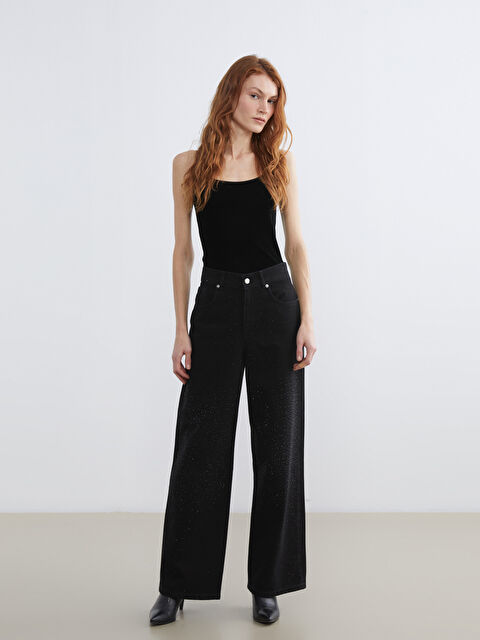 LCW Jeans Wideleg Taşlı Kadın Jean Pantolon - W5M045Z8-327