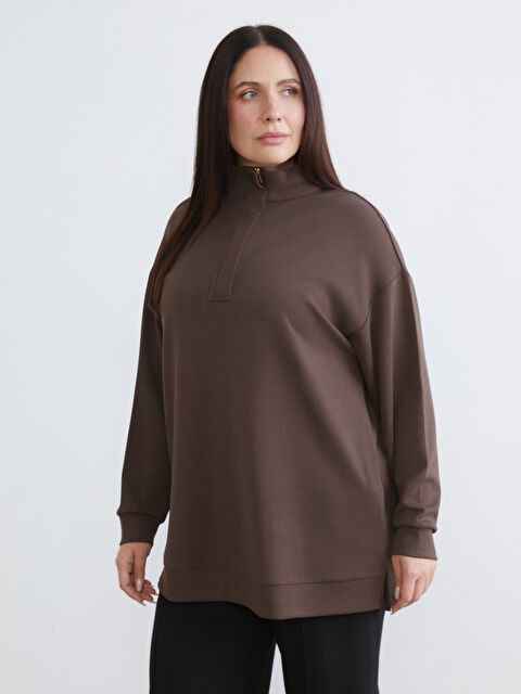 LCWAIKIKI Basic Dik Yaka Kadın Sweatshirt Tunik