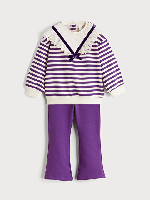 LCW Kids Bisiklet Yaka Kız Çocuk Sweatshirt ve Tayt - W5M243Z1-LJB