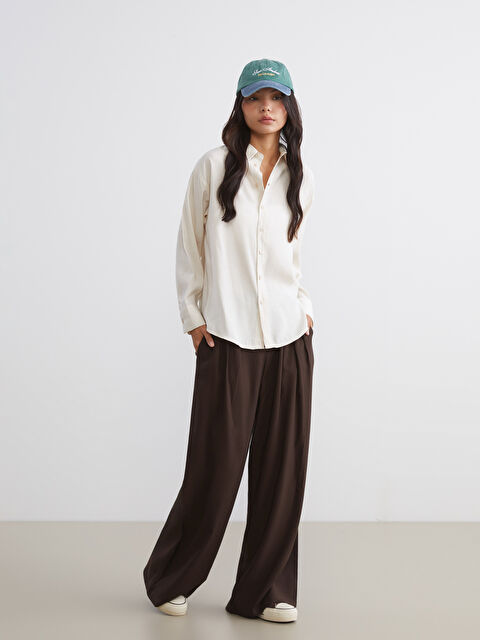 XSIDE Loose Fit Geniş Paça Kadın Pileli Pantolon - W5M385Z8-1FY